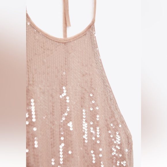 ZARA SEQUIN HALTER DRESS - Picture 8 of 12